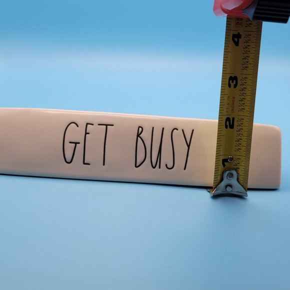 Rae Dunn Desk Plaque Get Busy Monochrome Black and White - Picture 6 of 7